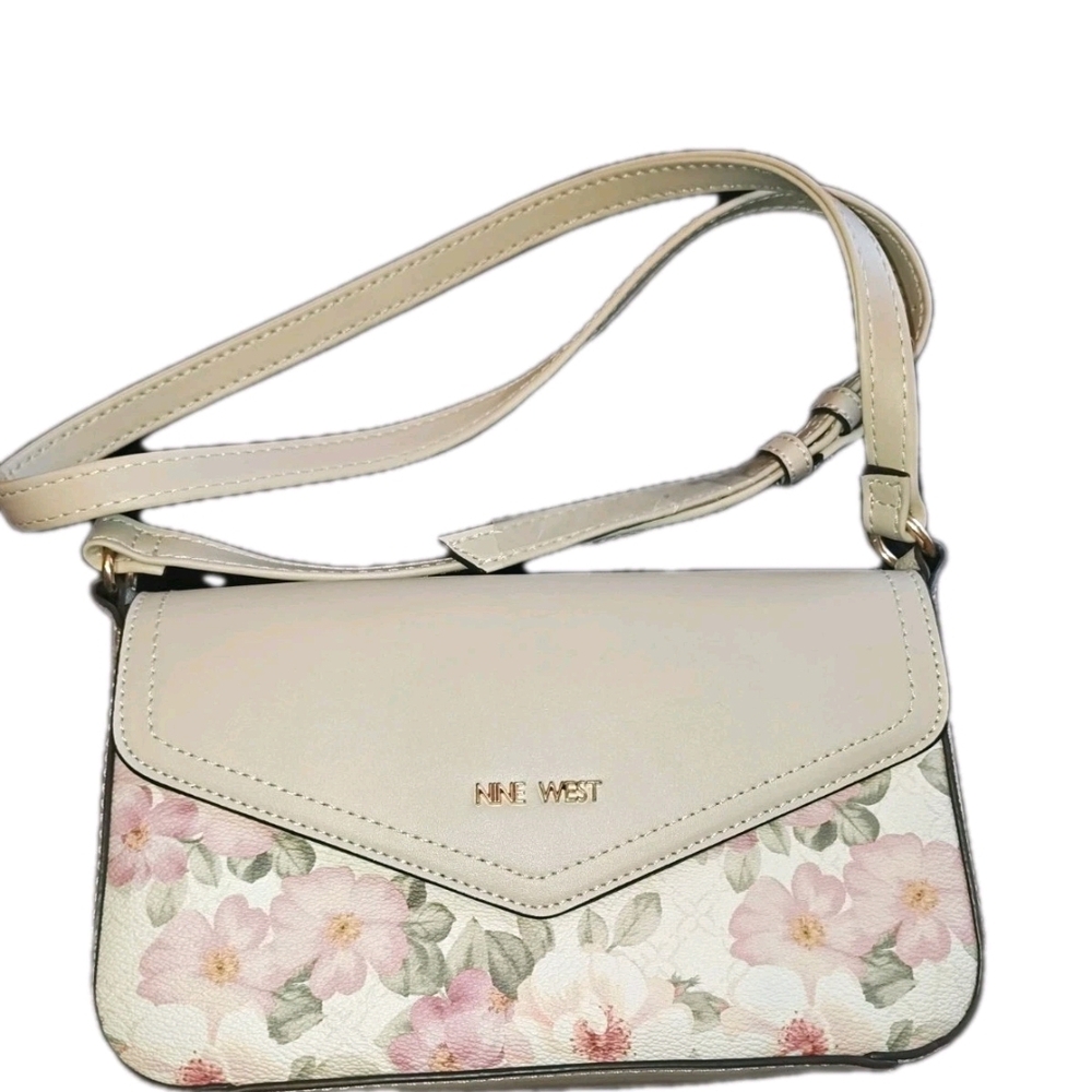 Nine West Beige Floral Crossbody Bag
